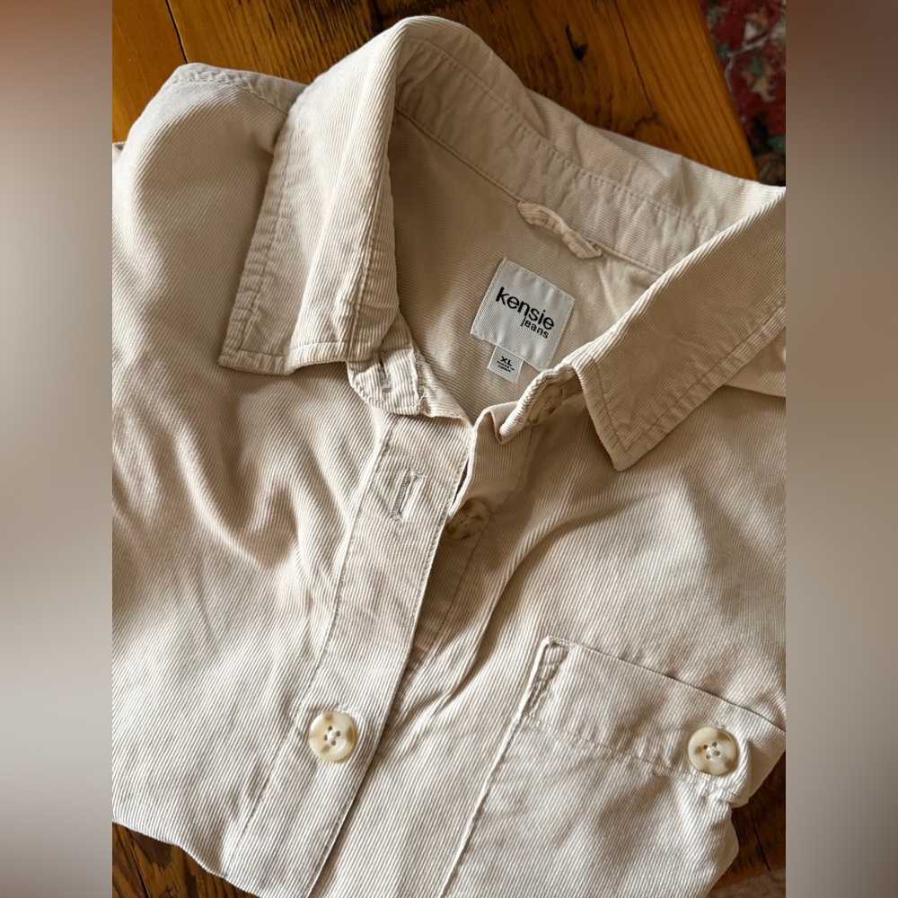 Kensie Jeans Light Tan Button-Up Women’s Corduroy Shirt